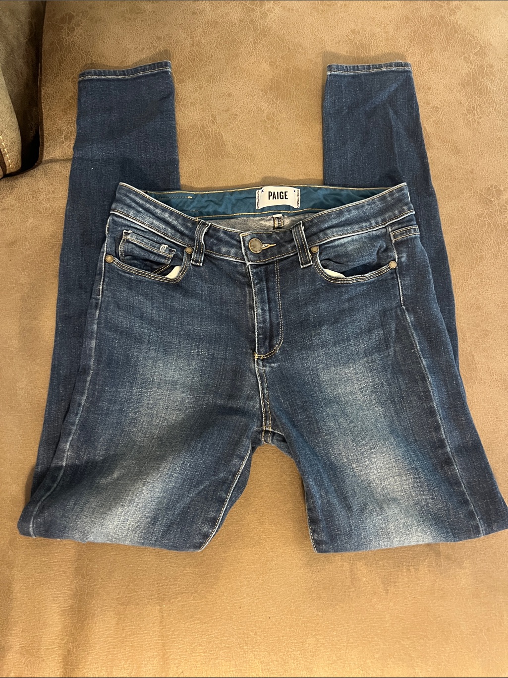 Paige Dark Blue Stretch Skinny Jeans